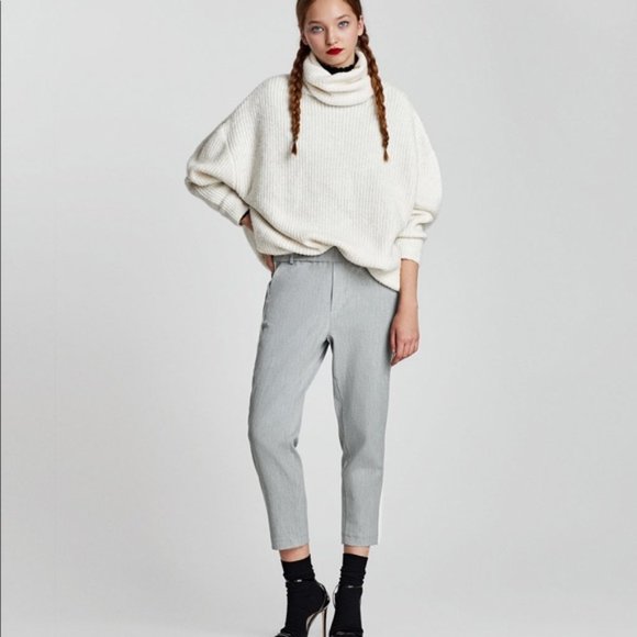 SOLD NWT Zara light grey & white stripe trousers Size S - Picture 2 of 12